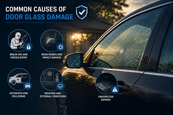 Common causes of door glass damage requiring professional door glass replacement